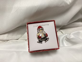 Liz Claiborne Ice Skating Santa Brooch