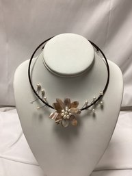 Bohemian MOP Flower Freshwater Pearl Chocker Necklace