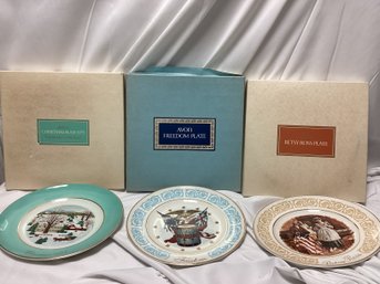 Vintage Avon Plates - Freedom, Betsy Ross, And Christmas