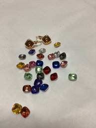 Clip On Earrings With Interchangeable Stones