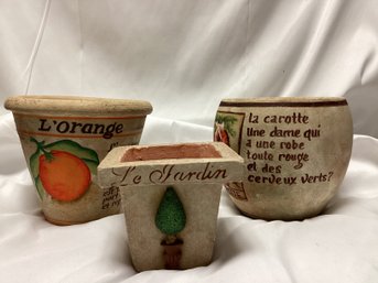 Three Pottery Plant Pots