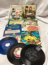 Vintage Childrens 45 LP Lot - Pac-man, Charlie Brown, Mary Poppins, And More