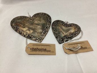 Vintage Silver Plated Heart Ornaments