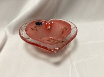 Murano Lavorazione Arte Red Glass Heart Bowl