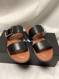 Coach Hallie Leather Sandals Black - 6.5