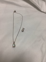 Sterling Silver And Opal Pendant Necklace