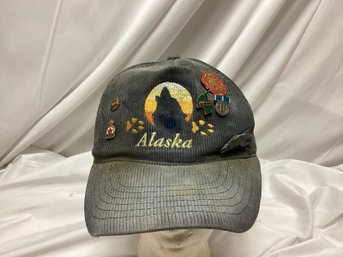 Vintage Alaska Corduroy Hat With Pins