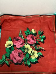 Vintage Floral Polyester Scarf