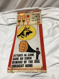 Beware Of Dog Vintage Italian Sign On Original Stock Paper