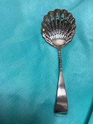 Sterling Silver Slotted & Scalloped Spoon By William Hutton