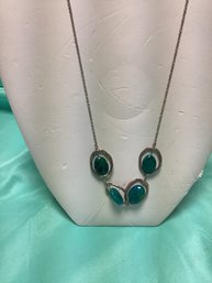 Sterling Silver Chrysocolla Concentric Beaded Chain Necklace