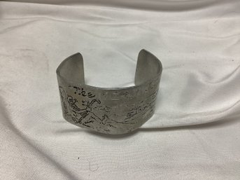 The Ozarks Carved Pewter Cuff Bracelet