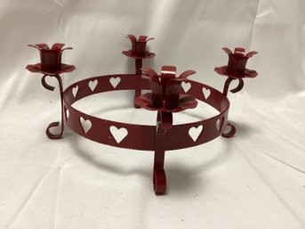 Red Metal Candelabra For Lovers On Valentines Day