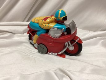 Vintage Plastic Transogram Toy Motorcycle With Rider