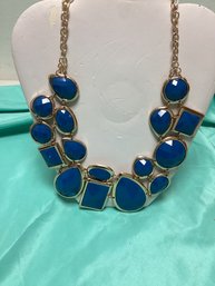 Large Blue Beaded Statement Necklace