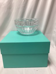 1980s Signed Tiffany & Co Polished Crystal Atlas Roman Numeral Bowl