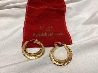 K.j.l. By Kenneth Jay Lane Gold Tone Hoop Earrings