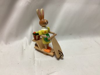 Swedish Wooden Rabbit On Motorcycle Toy