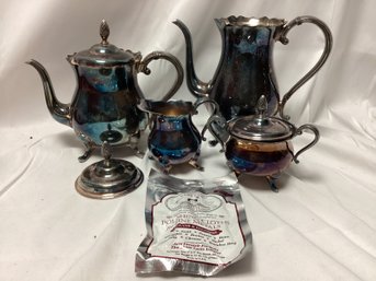 Vintage Poole Lancaster Rose Silver-plated Tea Set