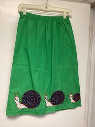1960s Applique A Line Skirt By Jodana Kelly With Snails - Size S