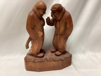 Signed Swedish Hand Carved Wooden Sculpture