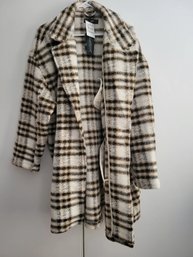 NWT Blank Nyc Womens Teddy Coat Size M Next In Line Button Jacket Plaid Shacket