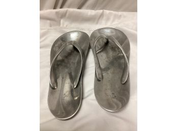 Pair Of Vintage Cast Aluminum Metal Flip Flop Sandals Decor