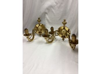 Pair Of Brass Wall Sconces