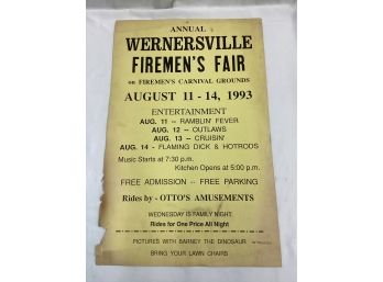 Vintage Fireman's Fair Advertisement