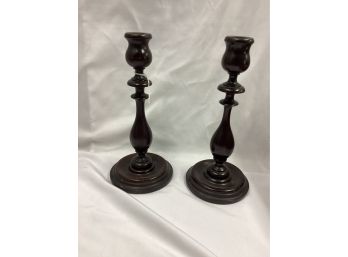 Pair Of Wooden Candlesticks