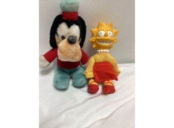 Vintage Walt Disney Goofey Plush & Lisa Simpson Doll