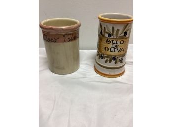 Two Made In Italy Pottery Canisters