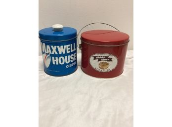 Two Vintage Advertising Tins - Maxwell House Coffee & Diddy Riese Cookies