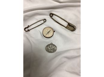 Lot Of Smalls - Compass, Vintage Metal Pins