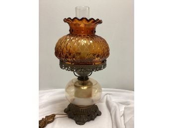 Amber Fenton Hobnail Glass Hurricane Lamp