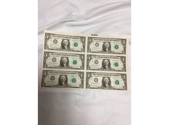 Uncut Dollar Bill Sheet