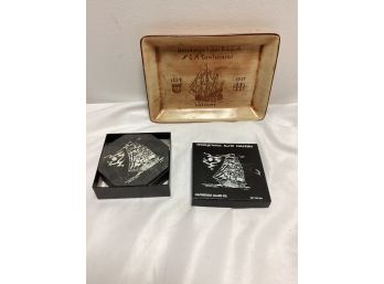 Pennsbury Pottery Nautical Plate & Capozzolo Slate Co Nautical Coasters