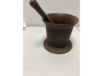 Antique Cast Iron Mortar And Pestle