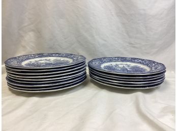 Large Lot Of Liberty Blue Dinner Plates - Lot Of 15