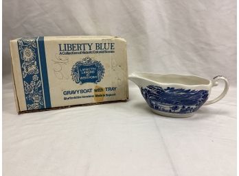 Liberty Blue Gravy Boat Without Tray In Original Box - Lafayette Landing At WestPoint