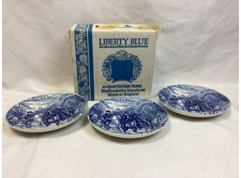 Liberty Blue Coaster/ash Trays In Original Box - Set Of 3