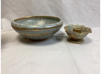 Stangl Antique Gold Pottery Bowl And Candle Votive