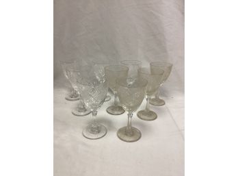 9 Crystal Cut Flower Cocktail Glasses