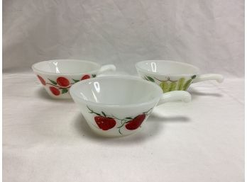 2 Fire King Gay Fad Handled Fruit Bowls