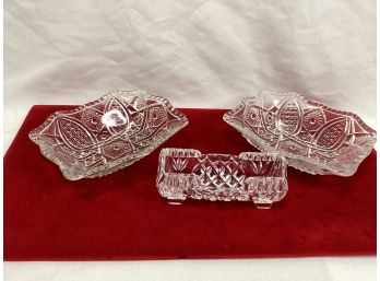 3 Cut Glass Trinket Dishes