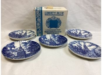 Liberty Blue Coaster/ash Trays In Original Box - Set Of 5