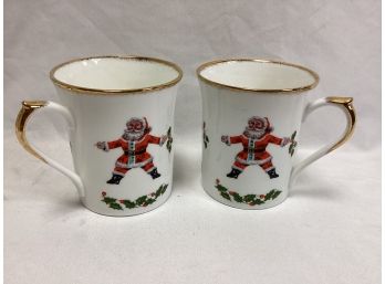 Pair Of Queens England Made Bone China Santa Mugs