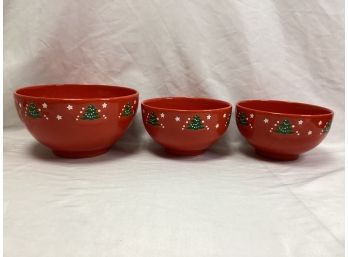 Waechtersbach Germany Christmas Tree Bowl Set - Set Of 3