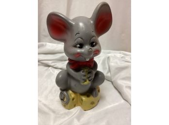 1973 Russ Berrie Mouse With Cheese Vinyl Bank