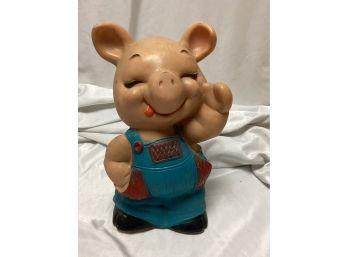 1974 Russ Berrie Anthropomorphic Farmer Pig Bank